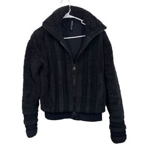 Athleta Willow Fleece Full Zip Black Bomber Jacket